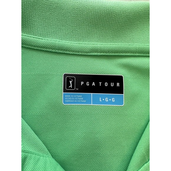NWT PGA Tour Golf Polo Shirt Men Spring Green Moisture Wicking Stretch Size L - Picture 3 of 10